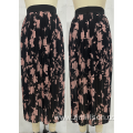 Floral Pattern Elastic Waist Gauze Pleated Skirts